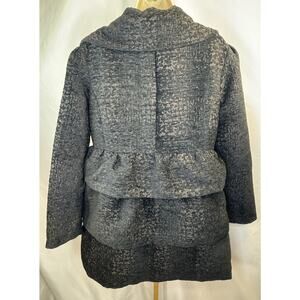 Gorgeous Ruffle Brocade Pea Coat - Black & Chocolate - Size XL (Juniors Sizing)